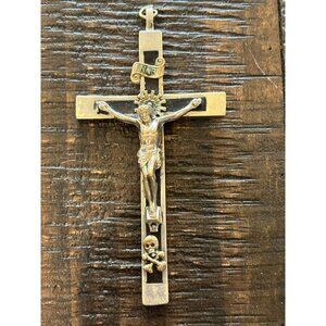 Priest or Nun  Pectoral Crucifix With INRI Banner & Skull Crossbones Detail